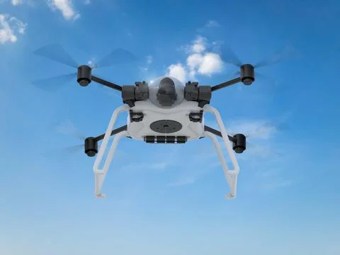 Drone with spinning propellers Stock Photos