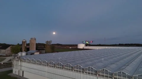 Drone Spraying Greenhouse Stock-Footage 320021646