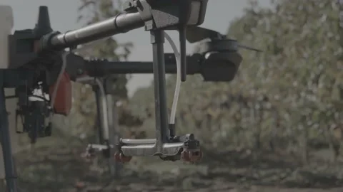 Drone Spraying over Grapevine Field Industrialization Technology Agriculture Stock-Footage 163292391