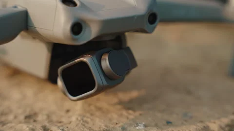 Drone is stabilizing 1-inch camera with nd filter. close-up shot. Day, outdoor Stock Footage 252452919