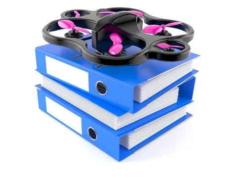 Drone with stack of ring binders Stock Illustration