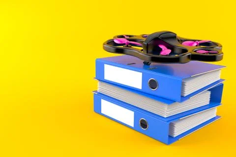 Drone with stack of ring binders Illustrazione stock