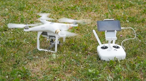 Drone stands on grass Stock Footage 63970117