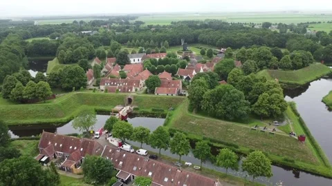 Drone of Star fort Bourtange 库存影片 251291861