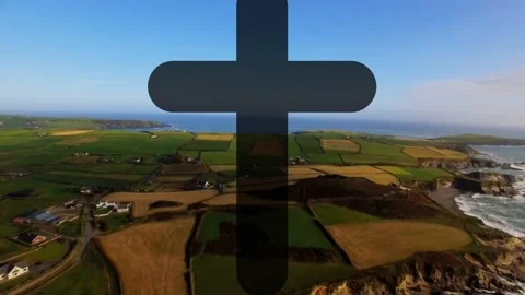 Drone starting forward flight carrying centered dark cross fields sliding 스톡 동영상 328331111