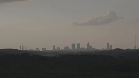 Drone static of skyline Stock Footage 92378053