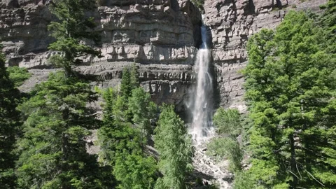 Drone Static View of Cascade Falls Ouray Colorado 4K Stock Footage 244673829