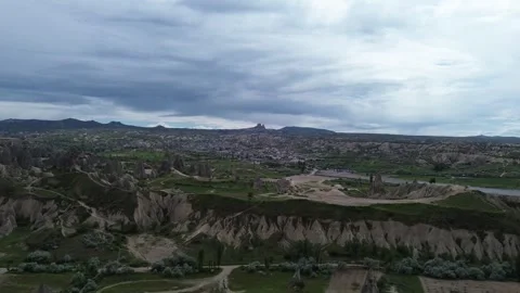 Drone steady flight along Rose Valley cliffs alternative angle Stock Footage 336484616