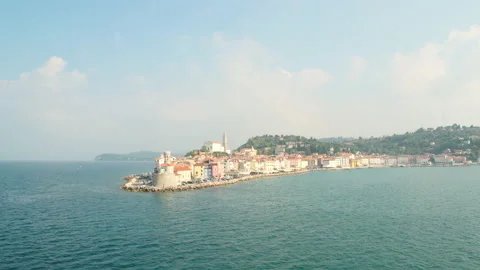 Drone Still Shot Of City Built In Ocean Bay Stock Footage 136736284
