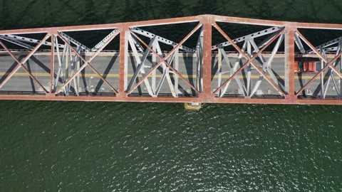 Drone straight down on bridge Video stock 161526856