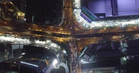 Drone Straight Down Pratunam Traffic Stock-Footage 73511541