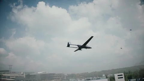 Drone Strike on Data Center,AI Backlash and Anti-AI Concept. Stock Footage 336345320