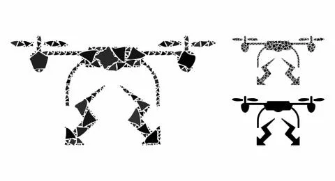 Drone strike Mosaic Icon of Rough Elements Illustrazione stock