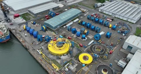 Drone, Subsea Equipment, Dockside, Cable Laying, Stock Footage 240617415