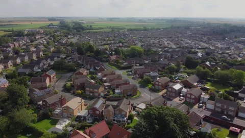 Drone, suburban middle class housing estate from above. Hull.UK.6.7.2024 Stock Footage 281833545