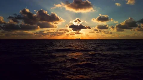 Drone at sunrise beach Video stock 171440568