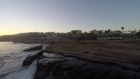 Drone Sunrise La Jolla Beach Stock Footage