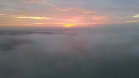 Drone sunrise shot over the clouds Stock Footage 194385655