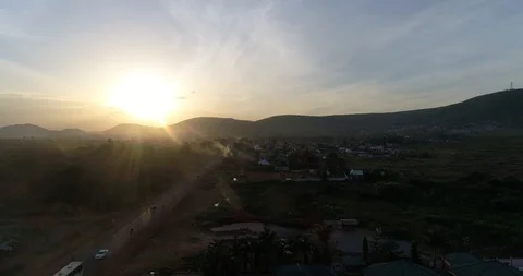 Drone sunset on african town Video stock 113076007