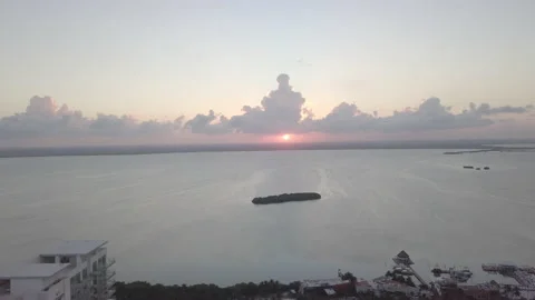 Drone  Sunset with birdies Cancun Stock Footage 133022871