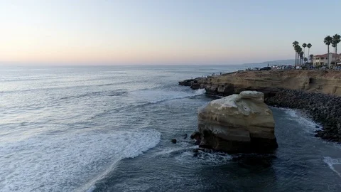 Drone Sunset Cliffs  Mermaid Rock San Diego California Video stock 103775526