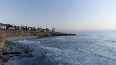 Drone Sunset Cliffs Pan to Ocean San Diego California Video stock 103775695