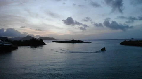 Drone sunset in harbour Video stock 137094295