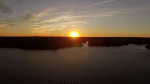 Drone Sunset Lake 库存影片 74035771