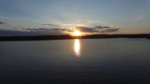 Drone Sunset Lake 库存影片 74036925