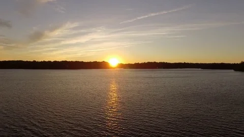 Drone Sunset Lake 库存影片 74037964