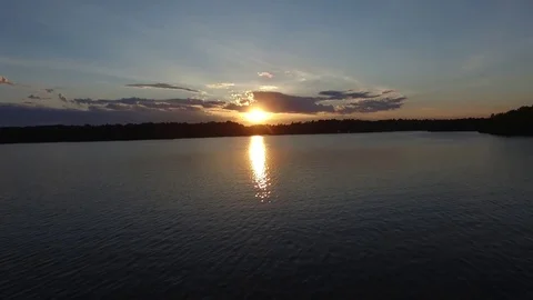 Drone Sunset Lake 库存影片 74038341