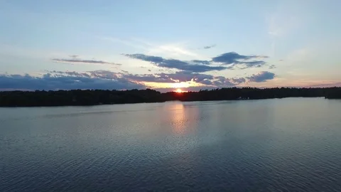 Drone Sunset Lake 库存影片 74038389