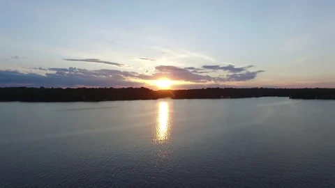 Drone Sunset Lake 库存影片 74040970