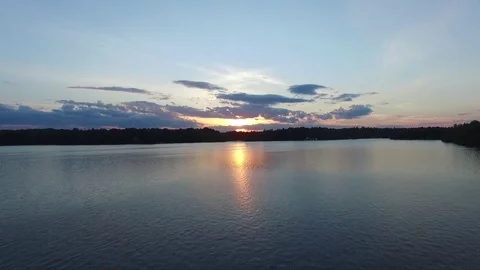 Drone Sunset Lake 库存影片 74041583