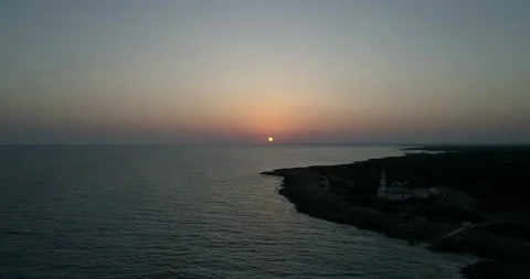 Drone Sunset Lighttower Stock Footage 134810450