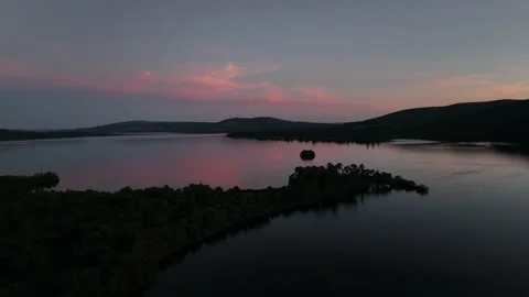 Drone Sunset Loch Lomond Stock Footage 204716123