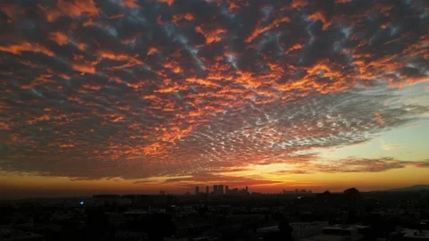 Drone Sunset Los Angeles, CA Stock Footage 227801228