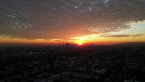 Drone Sunset Los Angeles, CA Stock Footage 227801279