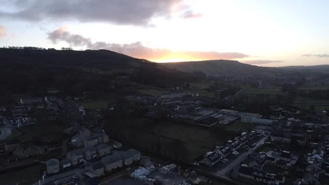 Drone Sunset over construction site Stock Footage 102965363