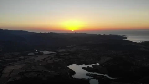 Drone sunset over Corsican mountains at high altitude Video stock 331709931