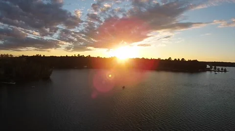 Drone sunset over lake Stock Footage 53219795