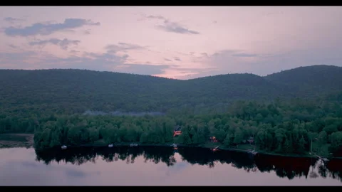 Drone sunset over a lake Stock Footage 334272198