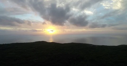 Drone Sunset Pan at Cape Ottway Great ocean road Stock Footage 84278020