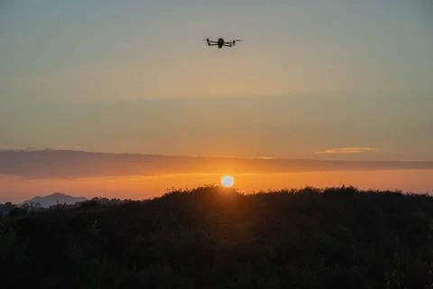 Drone on sunset Stock Photos