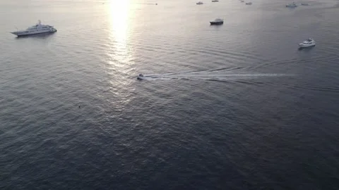 Drone sunset scene at Cap d'Antibes Video stock 201483800