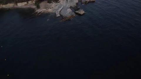 Drone sunset scene at Cap d'Antibes Video stock 201483813
