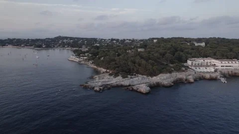 Drone sunset scene at Cap d'Antibes Video stock 201484493