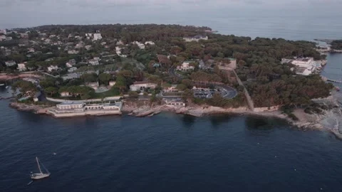 Drone sunset scene at Cap d'Antibes Video stock 201485167