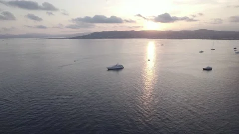 Drone sunset scene at Cap d'Antibes Video stock 201485552