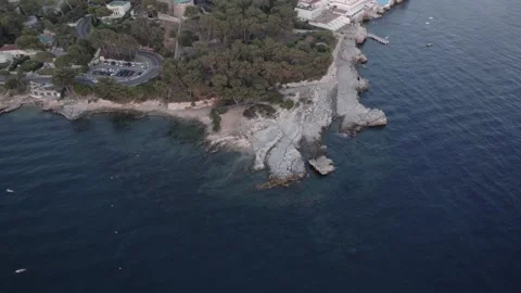 Drone sunset scene at Cap d'Antibes Video stock 201485635